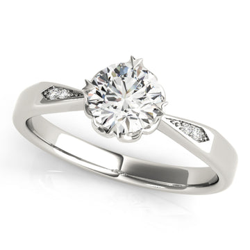 Silver Single Row Engagement Ring Prong Set